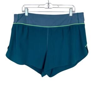 Athleta Run With It Shorts Teal Lined Pocket Piping Athletic Active Women's XL